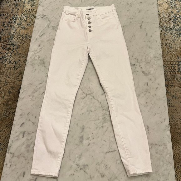 J. Brand White Hi Rise Crop Button Fly Skinny Jeans Size 26 - Picture 3 of 12